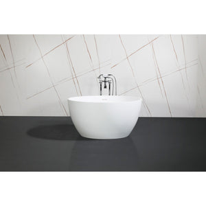 Arcticstone VRTRO454523 46-Inch Round Solid Surface White Stone Freestanding Tub with Drain, Matte White