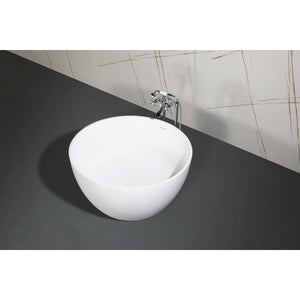 Arcticstone VRTRO454523 46-Inch Round Solid Surface White Stone Freestanding Tub with Drain, Matte White