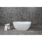 Arcticstone VRTRS573224 56-Inch Solid Surface White Stone Freestanding Tub with Drain, Matte White