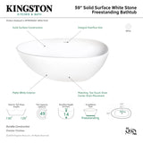 Arcticstone VRTRS593021 59-Inch Solid Surface White Stone Freestanding Tub with Drain, Matte White