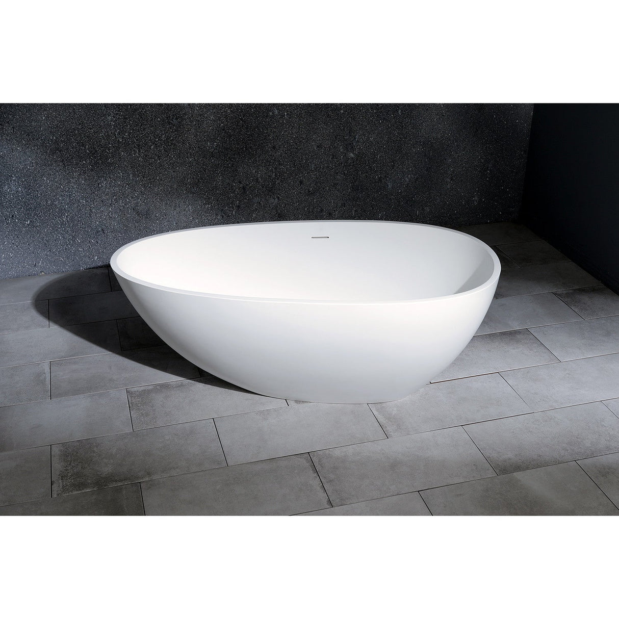 Arcticstone VRTRS593021 59-Inch Solid Surface White Stone Freestanding Tub with Drain, Matte White