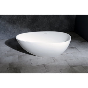 Arcticstone VRTRS593021 59-Inch Solid Surface White Stone Freestanding Tub with Drain, Matte White