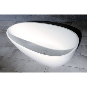 Arcticstone VRTRS593021 59-Inch Solid Surface White Stone Freestanding Tub with Drain, Matte White