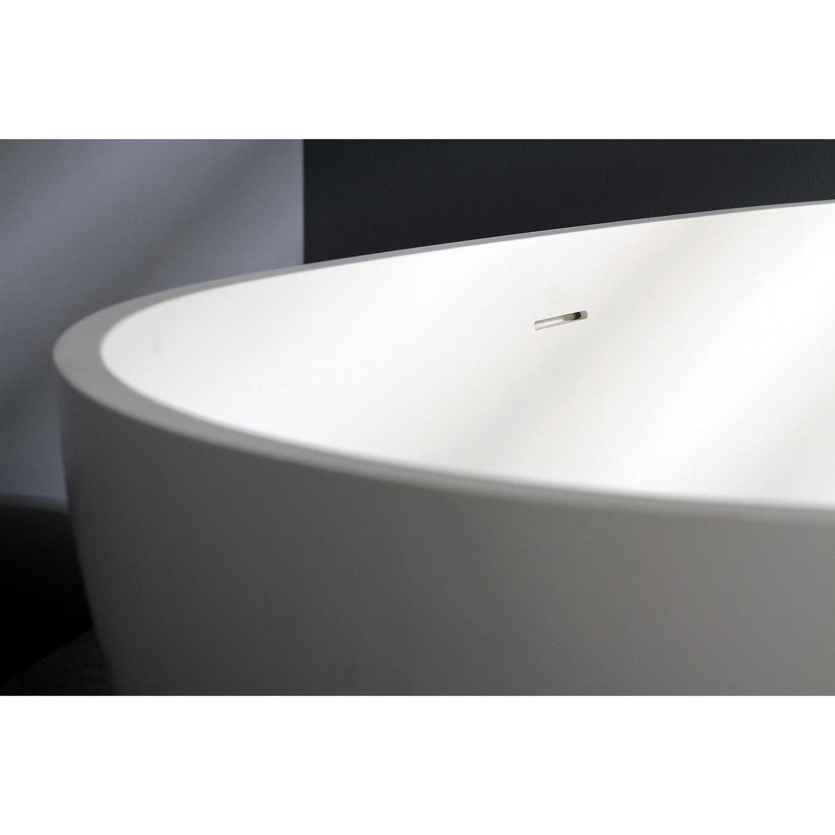 Arcticstone VRTRS593021 59-Inch Solid Surface White Stone Freestanding Tub with Drain, Matte White