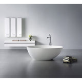 Arcticstone VRTRS633022 63-Inch Solid Surface White Stone Freestanding Tub with Drain, Matte White