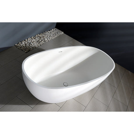 Arcticstone VRTRS653123 65-Inch Solid Surface White Stone Freestanding Tub with Drain, Matte White