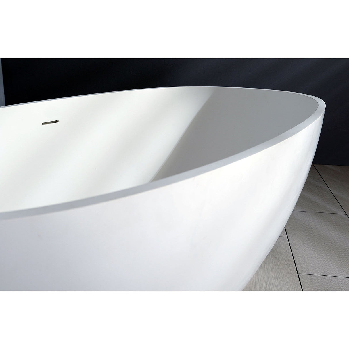 Arcticstone VRTRS653123 65-Inch Solid Surface White Stone Freestanding Tub with Drain, Matte White