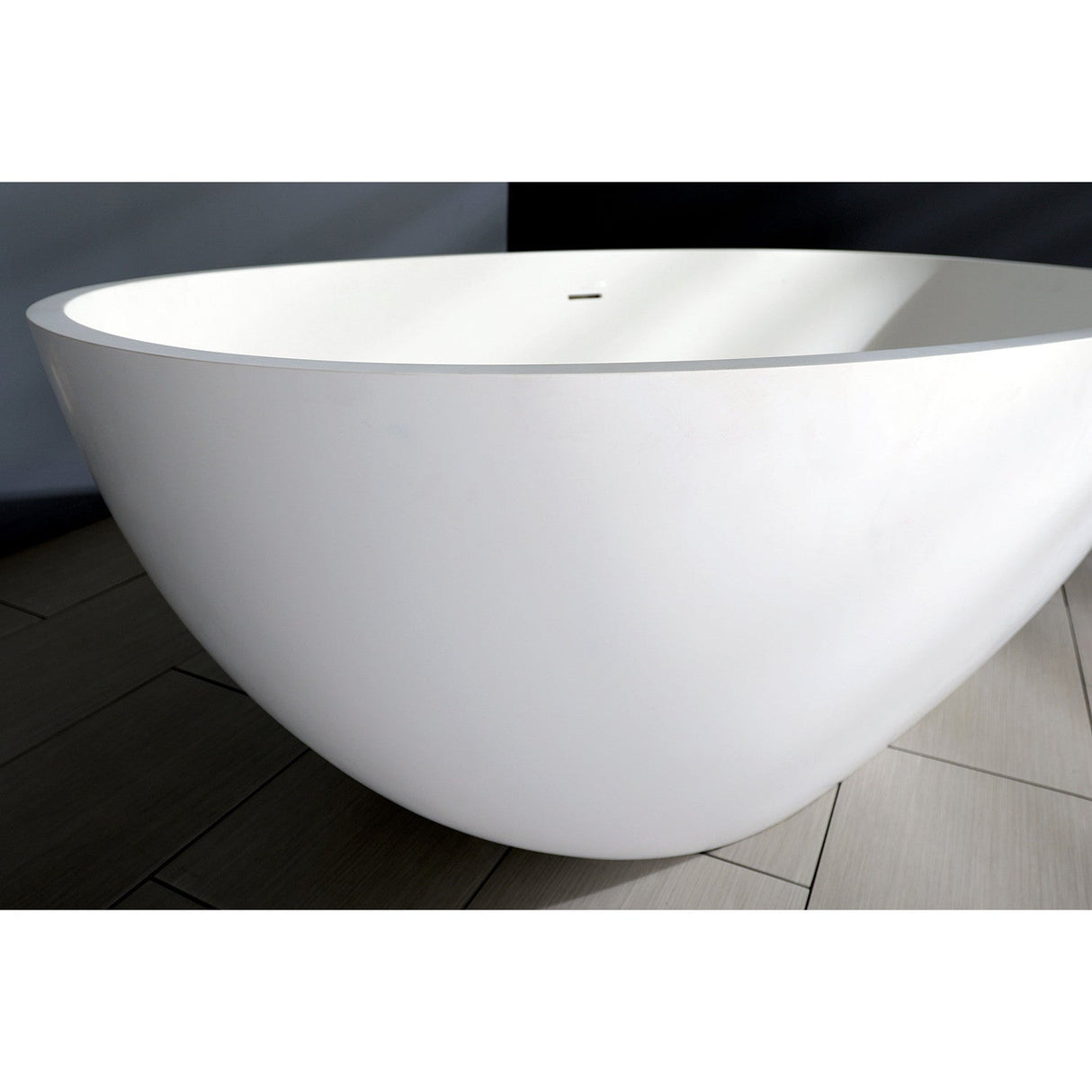 Arcticstone VRTRS653123 65-Inch Solid Surface White Stone Freestanding Tub with Drain, Matte White