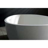 Arcticstone VRTRS653123 65-Inch Solid Surface White Stone Freestanding Tub with Drain, Matte White