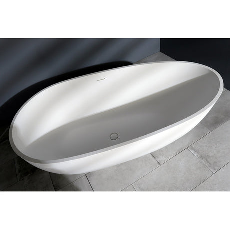 Arcticstone VRTRS673422 67-Inch Solid Surface White Stone Freestanding Tub with Drain, Matte White