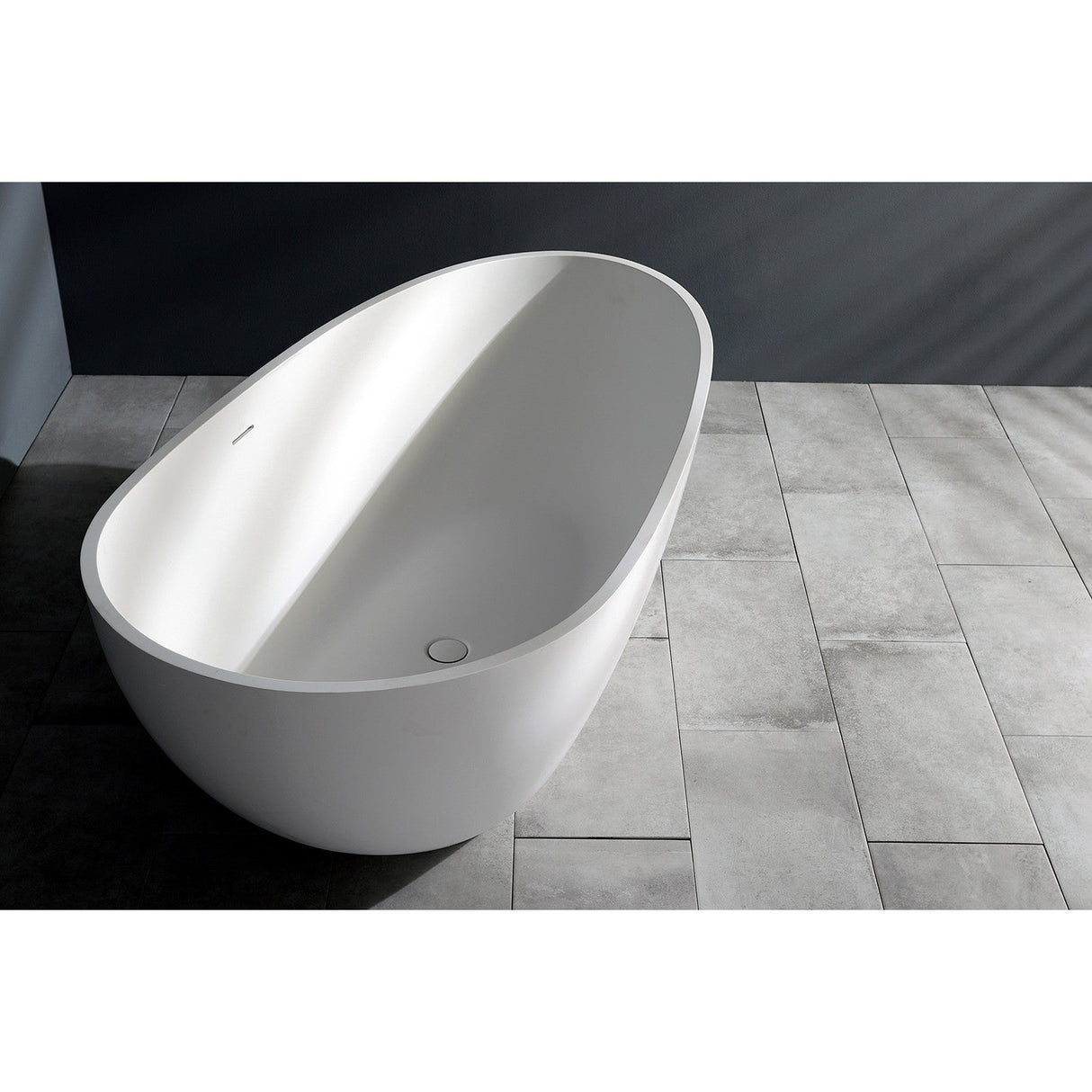 Arcticstone VRTRS673422 67-Inch Solid Surface White Stone Freestanding Tub with Drain, Matte White