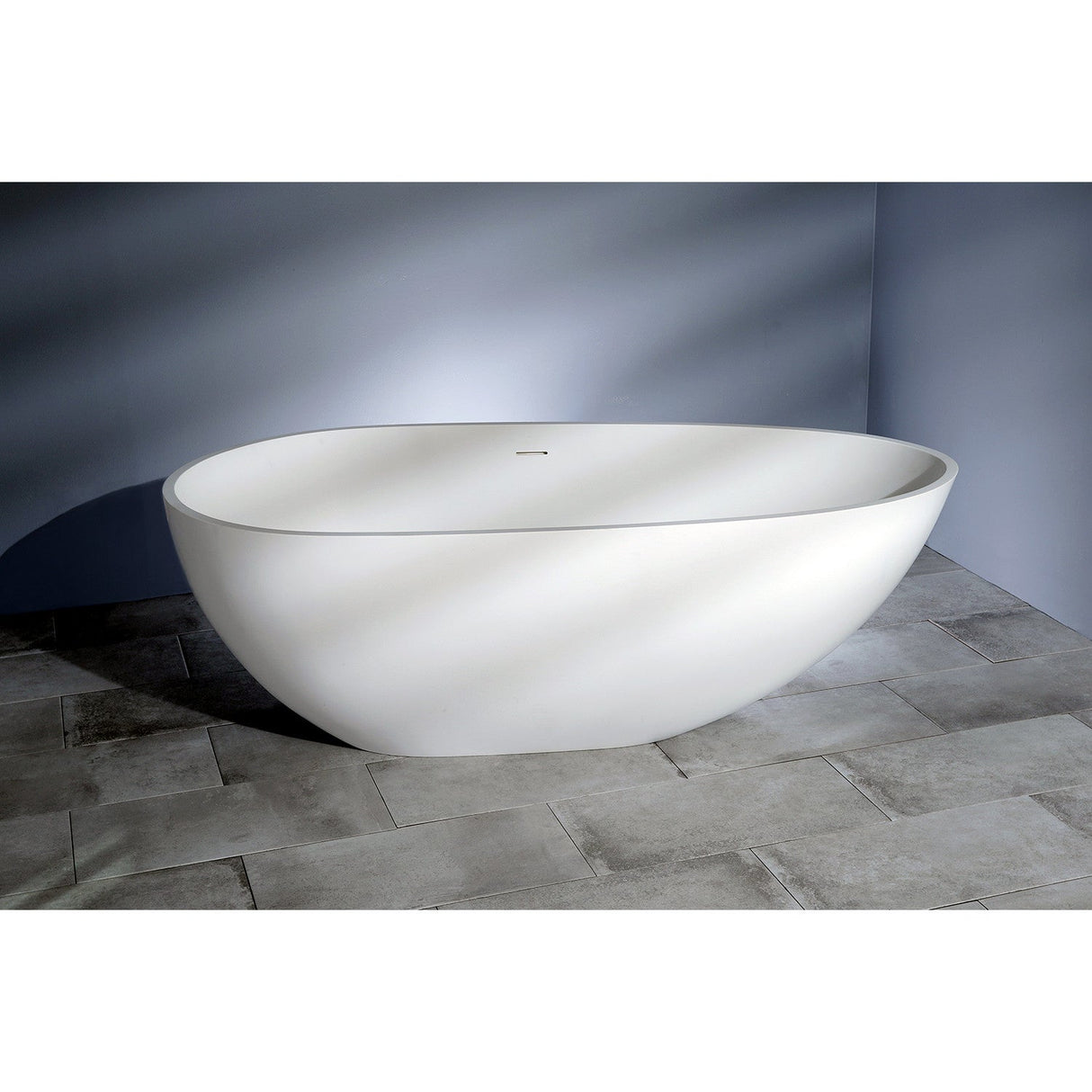 Arcticstone VRTRS673422 67-Inch Solid Surface White Stone Freestanding Tub with Drain, Matte White