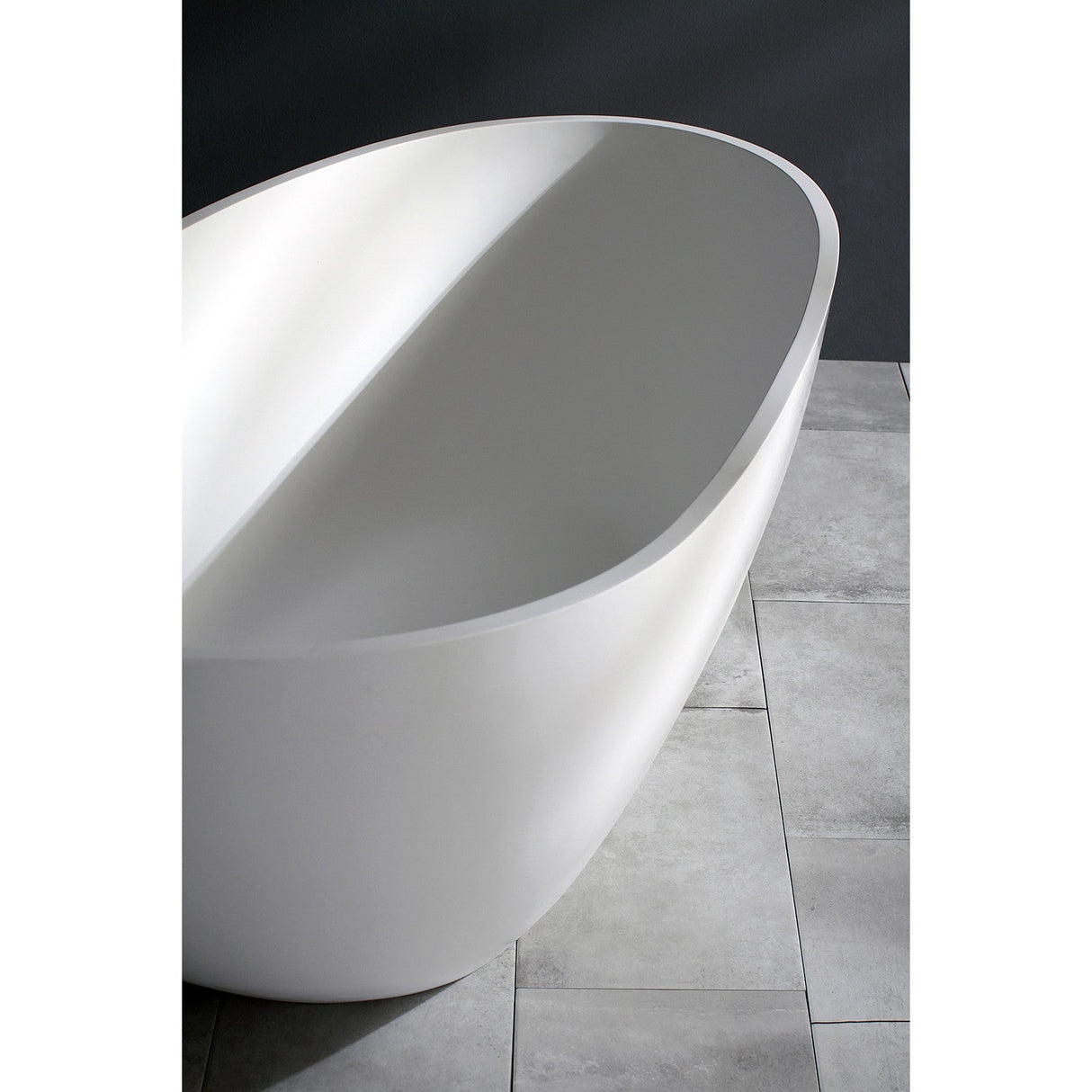 Arcticstone VRTRS673422 67-Inch Solid Surface White Stone Freestanding Tub with Drain, Matte White