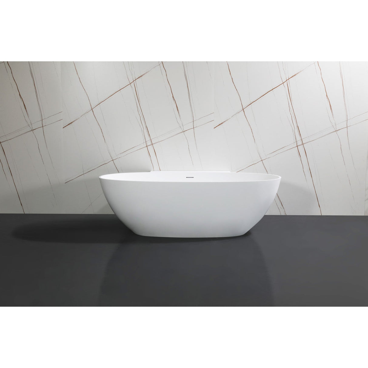 Arcticstone VRTRS713522 71-Inch Solid Surface White Stone Freestanding Tub with Drain, Matte White