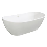 Arcticstone VRTRS723223 71-Inch Solid Surface White Stone Freestanding Tub with Drain, Matte White