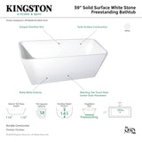 Arcticstone VRTSQ592722 59-Inch Solid Surface White Stone Freestanding Tub with Drain, Matte White