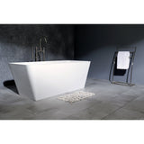 Arcticstone VRTSQ592722 59-Inch Solid Surface White Stone Freestanding Tub with Drain, Matte White