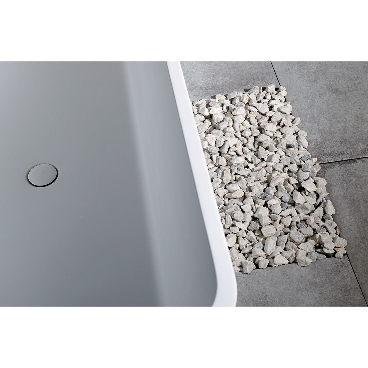 Arcticstone VRTSQ592722 59-Inch Solid Surface White Stone Freestanding Tub with Drain, Matte White