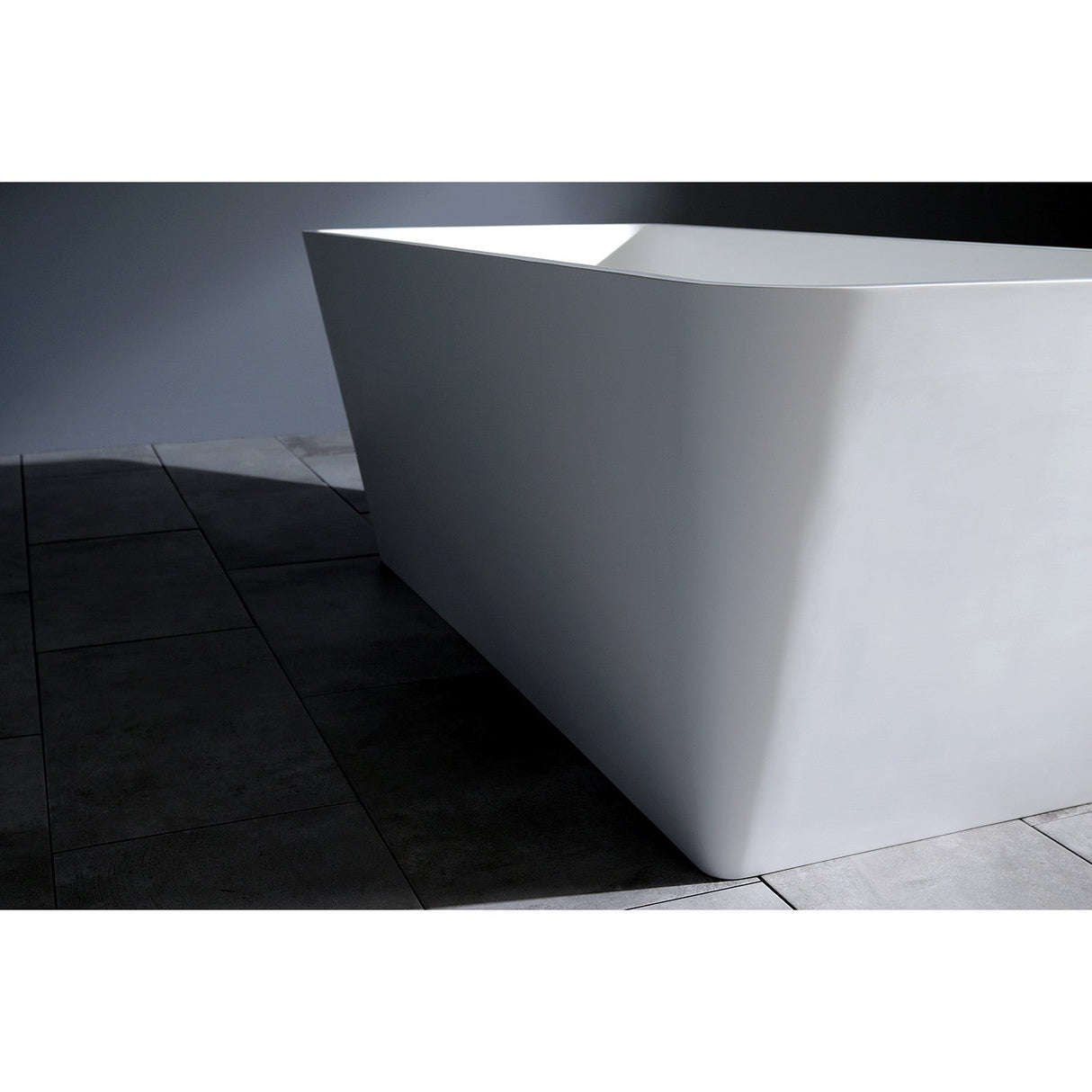 Arcticstone VRTSQ592722 59-Inch Solid Surface White Stone Freestanding Tub with Drain, Matte White