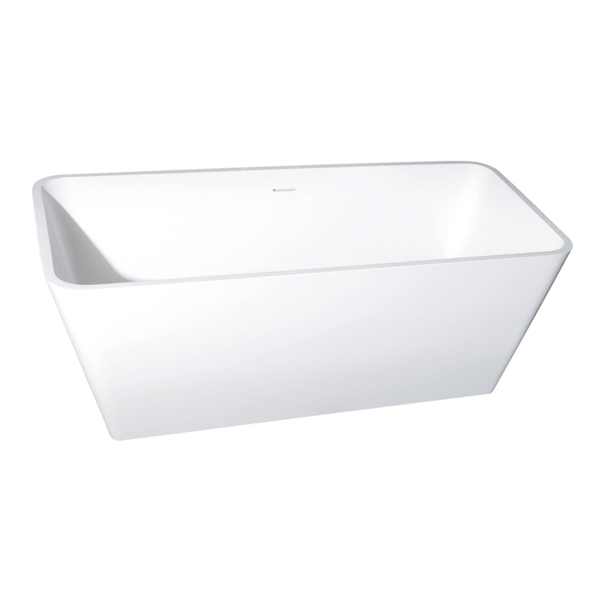 Arcticstone VRTSQ592722 59-Inch Solid Surface White Stone Freestanding Tub with Drain, Matte White