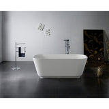 Arcticstone VRTSQ653124 65-Inch Solid Surface White Stone Freestanding Tub with Drain, Matte White