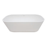 Arcticstone VRTSQ653124 65-Inch Solid Surface White Stone Freestanding Tub with Drain, Matte White