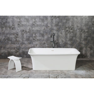 Arcticstone VRTSQ673624 67-Inch Solid Surface White Stone Freestanding Tub with Drain, Matte White