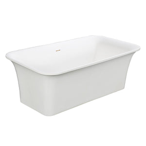 Arcticstone VRTSQ673624 67-Inch Solid Surface White Stone Freestanding Tub with Drain, Matte White
