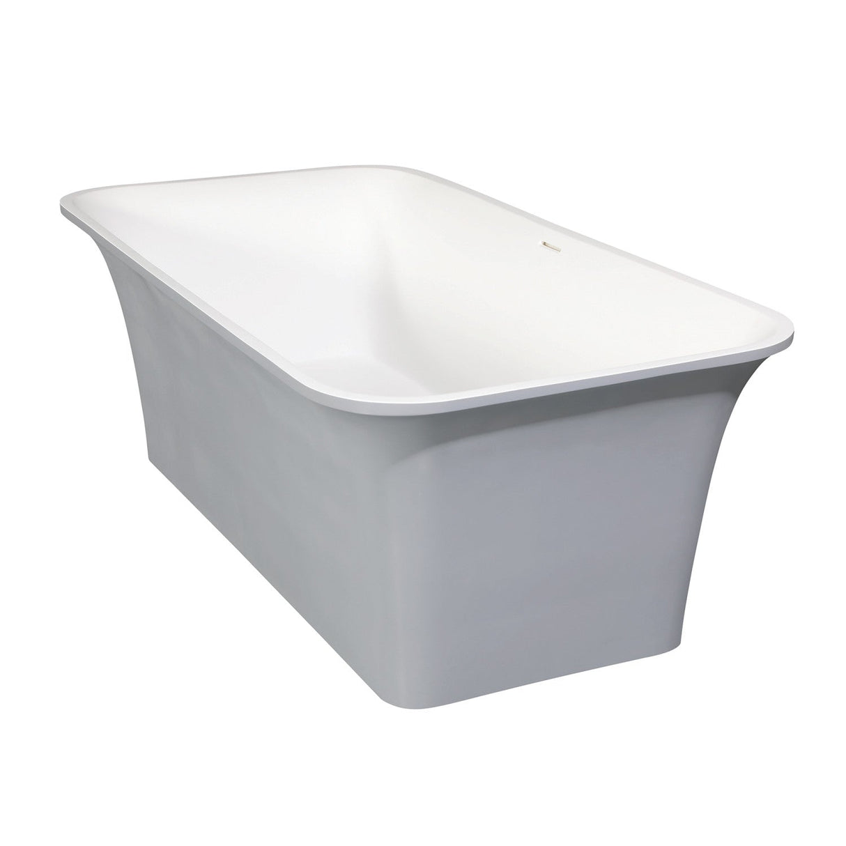 Arcticstone VRTSQ673624WG 67-Inch Solid Surface White Stone Freestanding Tub with Drain, Matte White/Gray