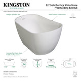 Arcticstone VRTSS513026 52-Inch Slipper Solid Surface Freestanding Tub with Drain, Glossy White/Matte White