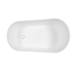 Arcticstone VRTSS513026 52-Inch Slipper Solid Surface Freestanding Tub with Drain, Glossy White/Matte White