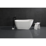 Arcticstone VRTSS513026 52-Inch Slipper Solid Surface Freestanding Tub with Drain, Glossy White/Matte White