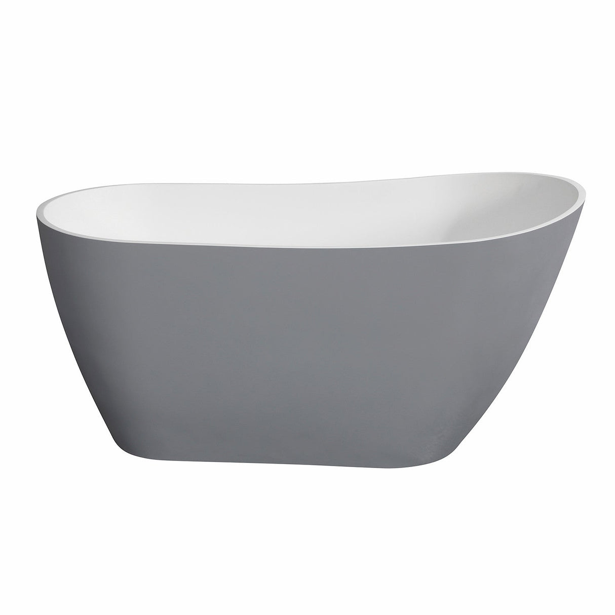Arcticstone VRTSS513026WG 52-Inch Slipper Solid Surface Freestanding Tub with Drain, Glossy White/Matte Gray