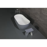 Arcticstone VRTSS513026WG 52-Inch Slipper Solid Surface Freestanding Tub with Drain, Glossy White/Matte Gray