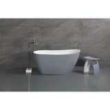 Arcticstone VRTSS513026WG 52-Inch Slipper Solid Surface Freestanding Tub with Drain, Glossy White/Matte Gray