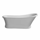 Arcticstone VRTSS673026 68-Inch Slipper Solid Surface Pedestal Tub with Drain, Glossy White/Matte White