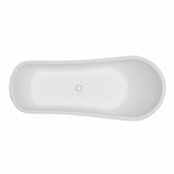 Arcticstone VRTSS673026 68-Inch Slipper Solid Surface Pedestal Tub with Drain, Glossy White/Matte White