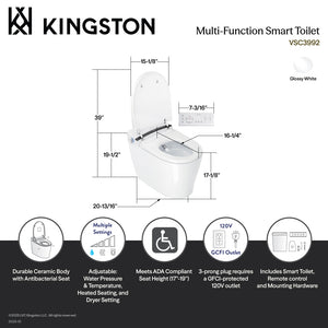 Kingston Sona VSC3992 - Upton Smart Toilet, White