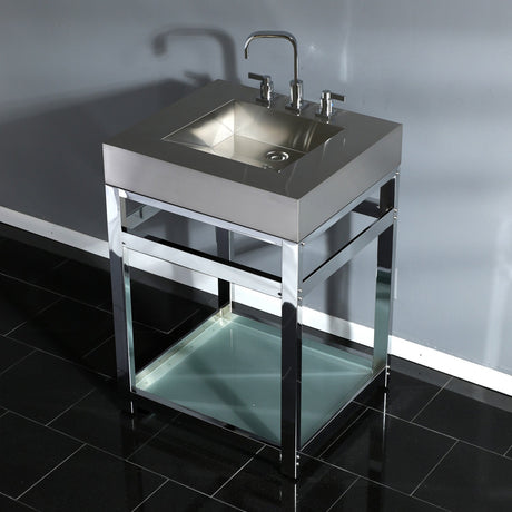 Kingston Commercial VSP2522B1 Steel Console Sink Base with Glass Shelf, Polished Chrome