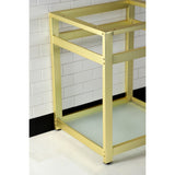 Kingston Commercial VSP2522B7 Steel Console Sink Base with Glass Shelf, Frosted Glass/Brushed Brass