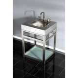 Kingston Commercial VSP2522B8 Steel Console Sink Base with Glass Shelf, Brushed Nickel