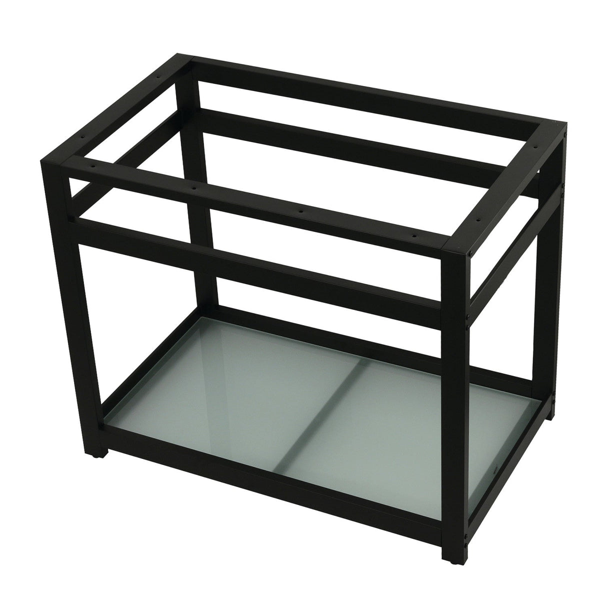 Kingston Commercial VSP3722B0 Steel Console Sink Base with Glass Shelf, Matte Black