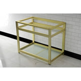 Kingston Commercial VSP3722B7 Steel Console Sink Base with Glass Shelf, Frosted Glass/Brushed Brass