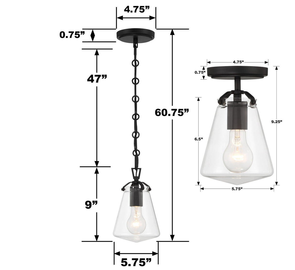 Voss 1 Light Luxe Gold Semi Flush Mount VSS-7002-LG_CEILING
