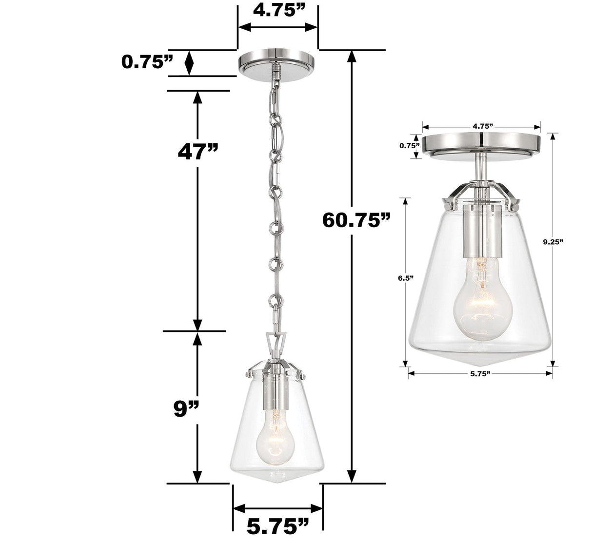Voss 1 Light Luxe Gold Semi Flush Mount VSS-7002-LG_CEILING