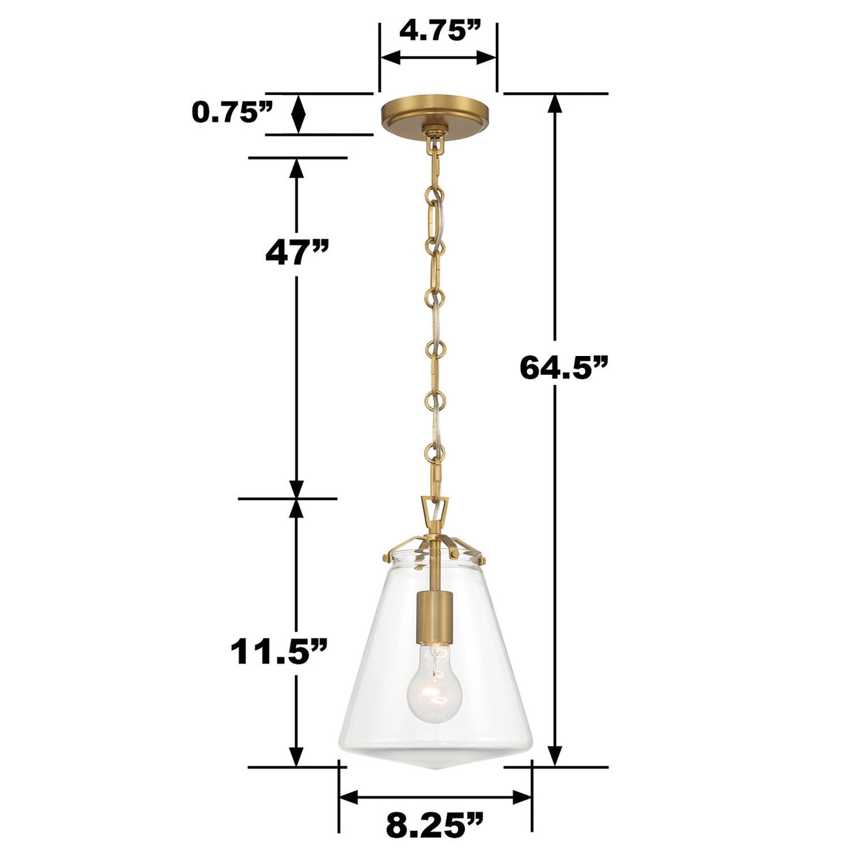 Voss 1 Light Luxe Gold Mini Pendant VSS-7003-LG