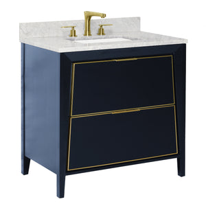 ICERA Canto Vanity Cabinet, 36-in Matte White w Satin Brass V-3036.114