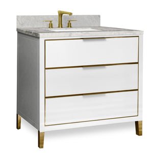 ICERA Muse Vanity Cabinet 36-in, Brushed Grey Oak with Satin Brass V-5036.294