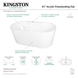 Aqua Eden VT7DE512823 51-Inch Acrylic Freestanding Tub with 7-Inch Faucet Drillings, White