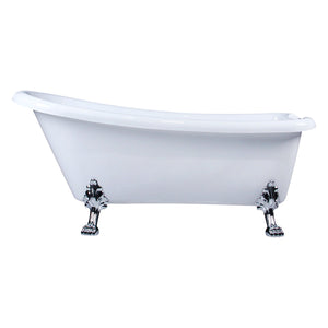 Aqua Eden VT7DE672826WAC1 67-Inch Acrylic Single Slipper Clawfoot Tub with 7-Inch Faucet Drillings, White/Polished Chrome